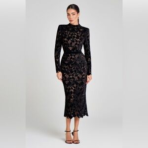 Nadine Merabi Black Velvet Lace Midi size S